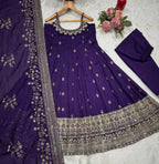 Regal Embroidered Flared Ensemble for Festive Celebrations