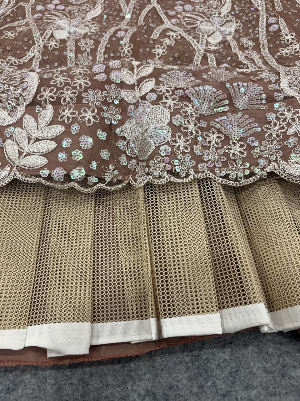 Intricately Sequined Heavy Floral Handcrafted Lehenga Set