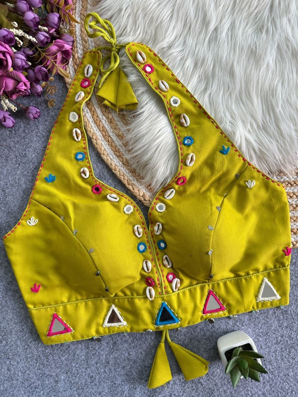 Artisanal Handcrafted Shell Embroidered Ethnic Blouse