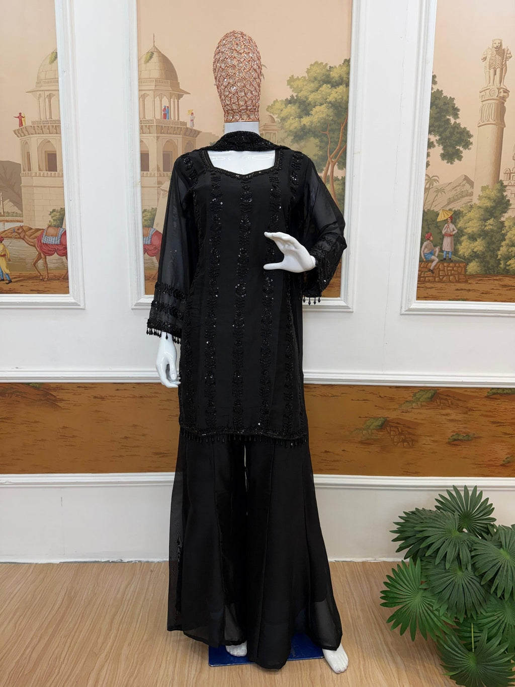 Regal Embellished Palazzo Ensemble for Festive Celebrations