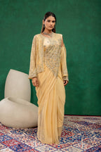Sequined Heavy Work Jacket With Pre Stitched Draped Saree Set