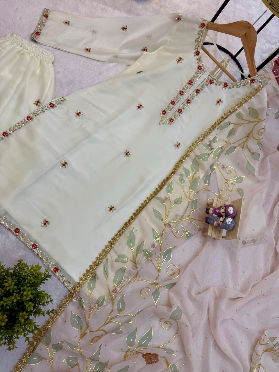 Subtle Grace Embroidered Short Kurta and Sharara Set with Sheer Dupatta - Surat Wholesale Ethnic Wear (Photo 8)