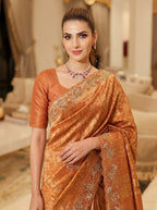 Heritage Loom Saree with Ornate Floral Zari and Jewel-Edged Pallu