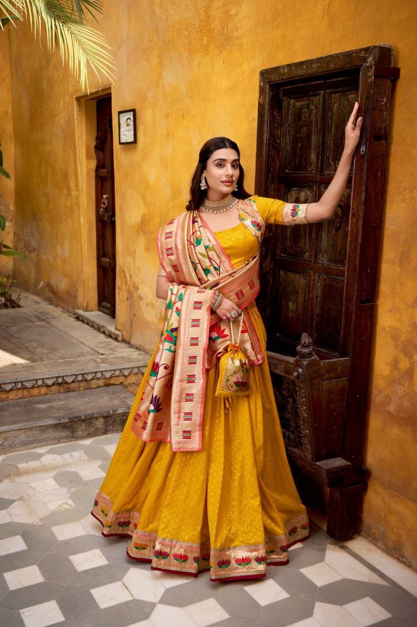 Traditional Woven Paithani Silk Lehenga Set with Rich Woven Dupatta - Surat Wholesale Ethnic Wear (Photo 8)