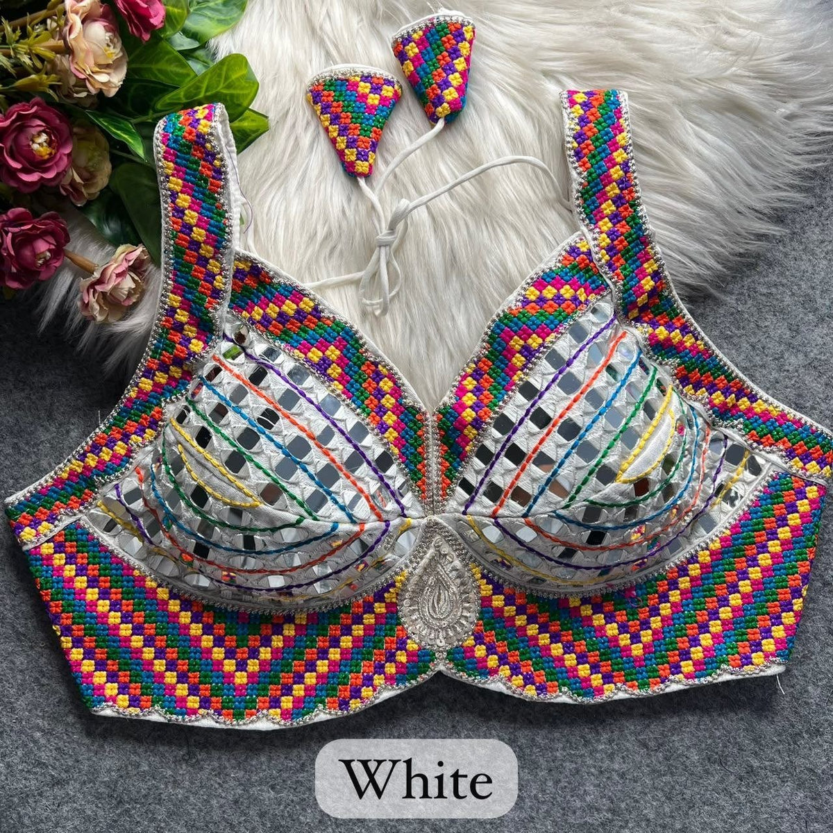 Artisanal Handcrafted Mirror Work Sleeveless Blouse