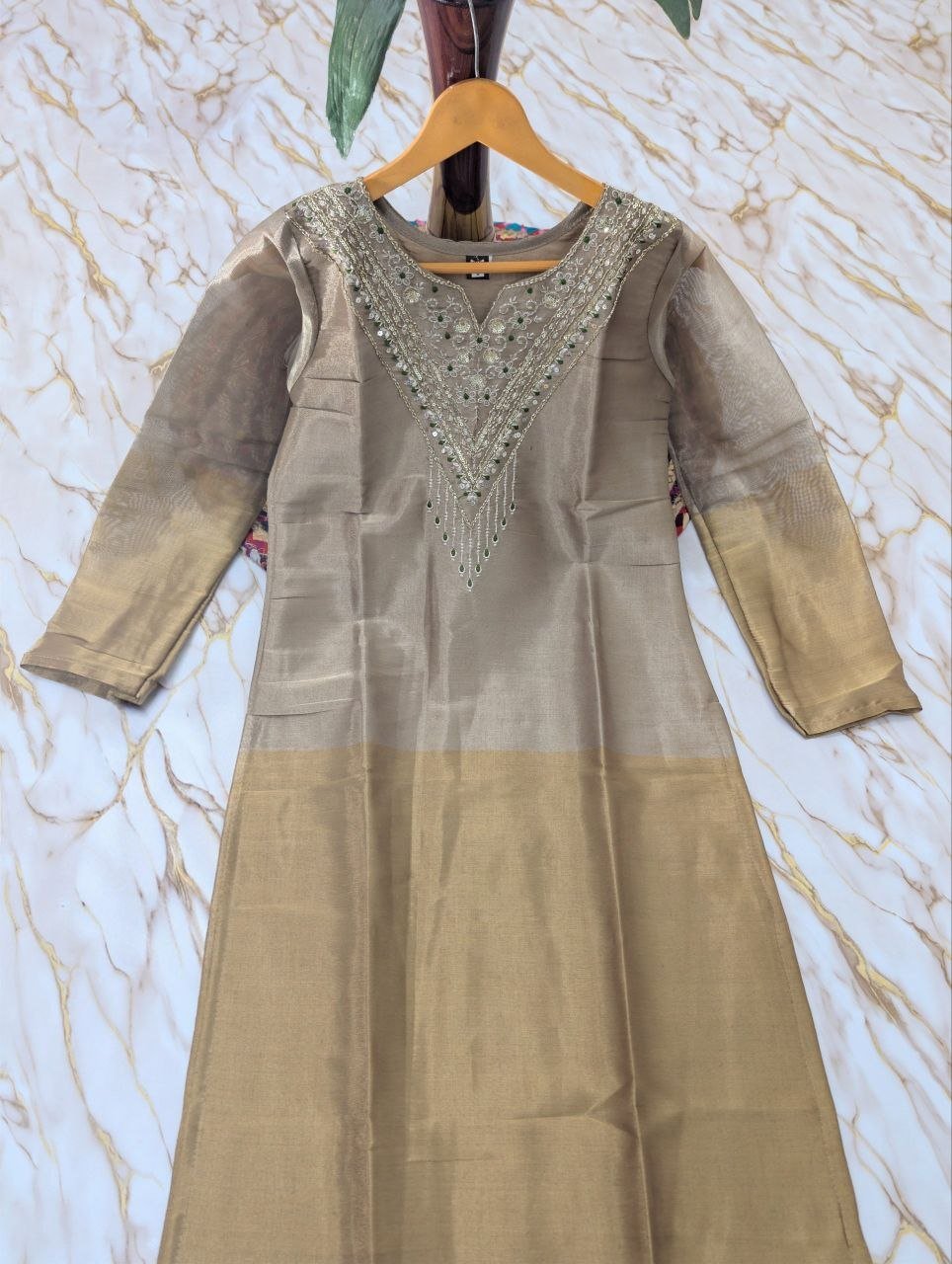 Embroidered Silk Straight Kurta Set With Embellished Dupatta