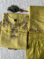 Artisanal Chanderi Palazzo Suit with Intricate Mirror Work Detailing