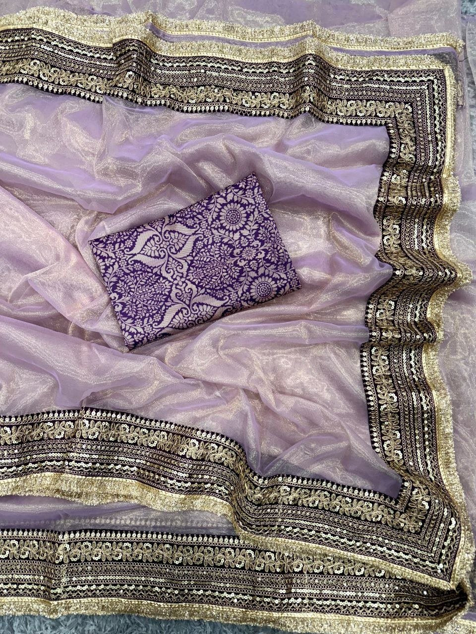 Royal Heritage Embroidered Saree with Intricate Zari Border Detailing - Surat Wholesale Ethnic Wear (Photo 8)