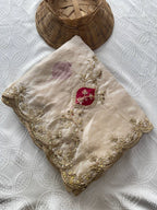 Scalloped Embroidered Tissue Silk Saree with Contrasting Blouse Unveiling Timeless Splendor