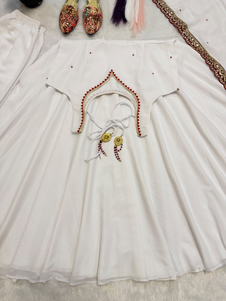 Timeless Splendor Anarkali Suit with Embellished Border Dupatta Set