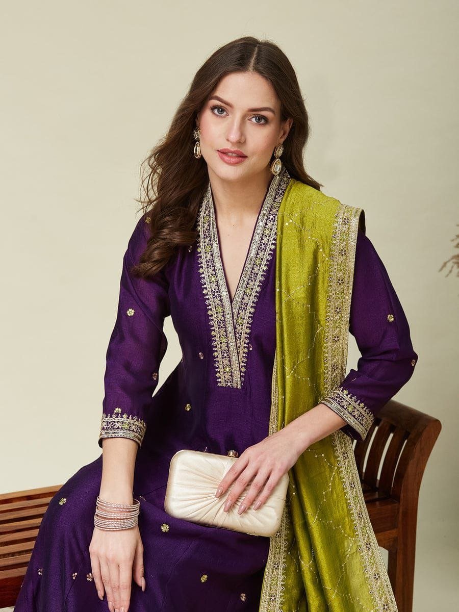 Regal Tradition Embroidered Festive Anarkali Ensemble