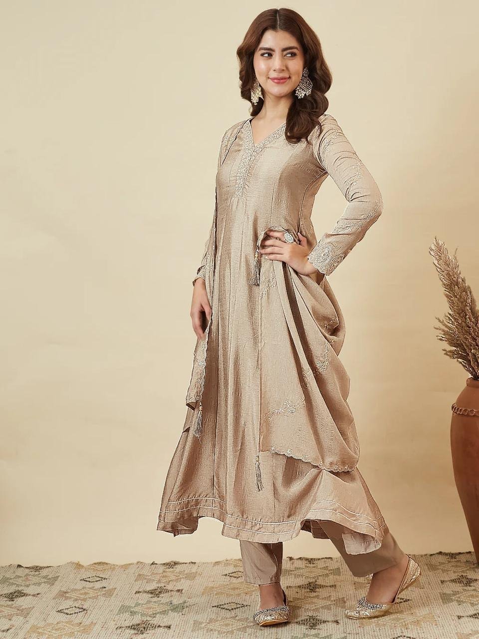 Regal Heritage Embroidered Anarkali Ensemble