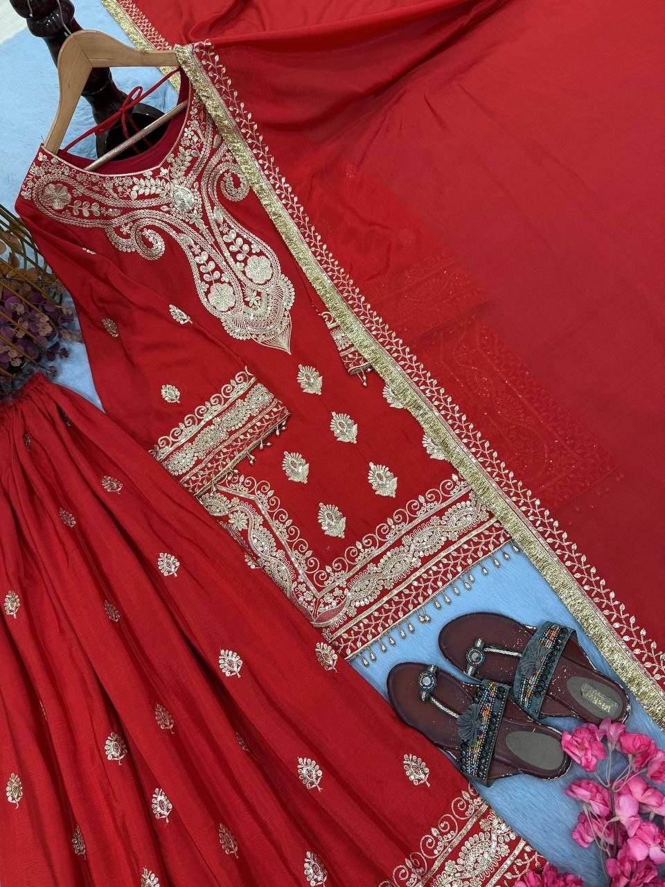 Opulent Luxury Heavy Zardozi Embroidered Kurta and Sharara Set with Dupatta