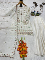 Cocktail Party Polish Palazzo Suit with Mirror Work