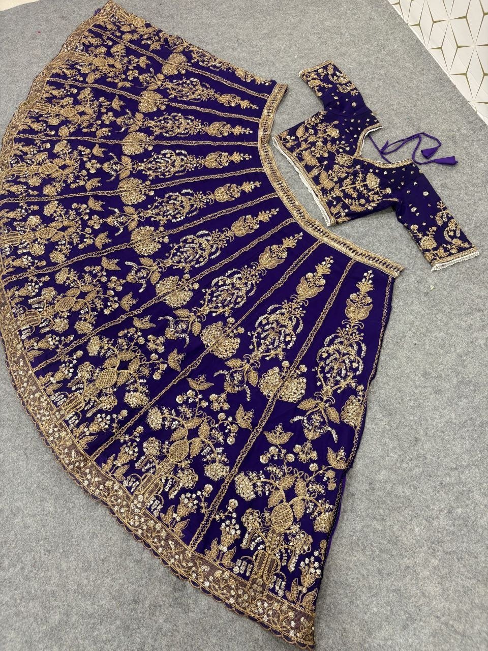 Royal Silk Lehenga Set with Intricate Zardosi Embroidery and Scalloped Dupatta
