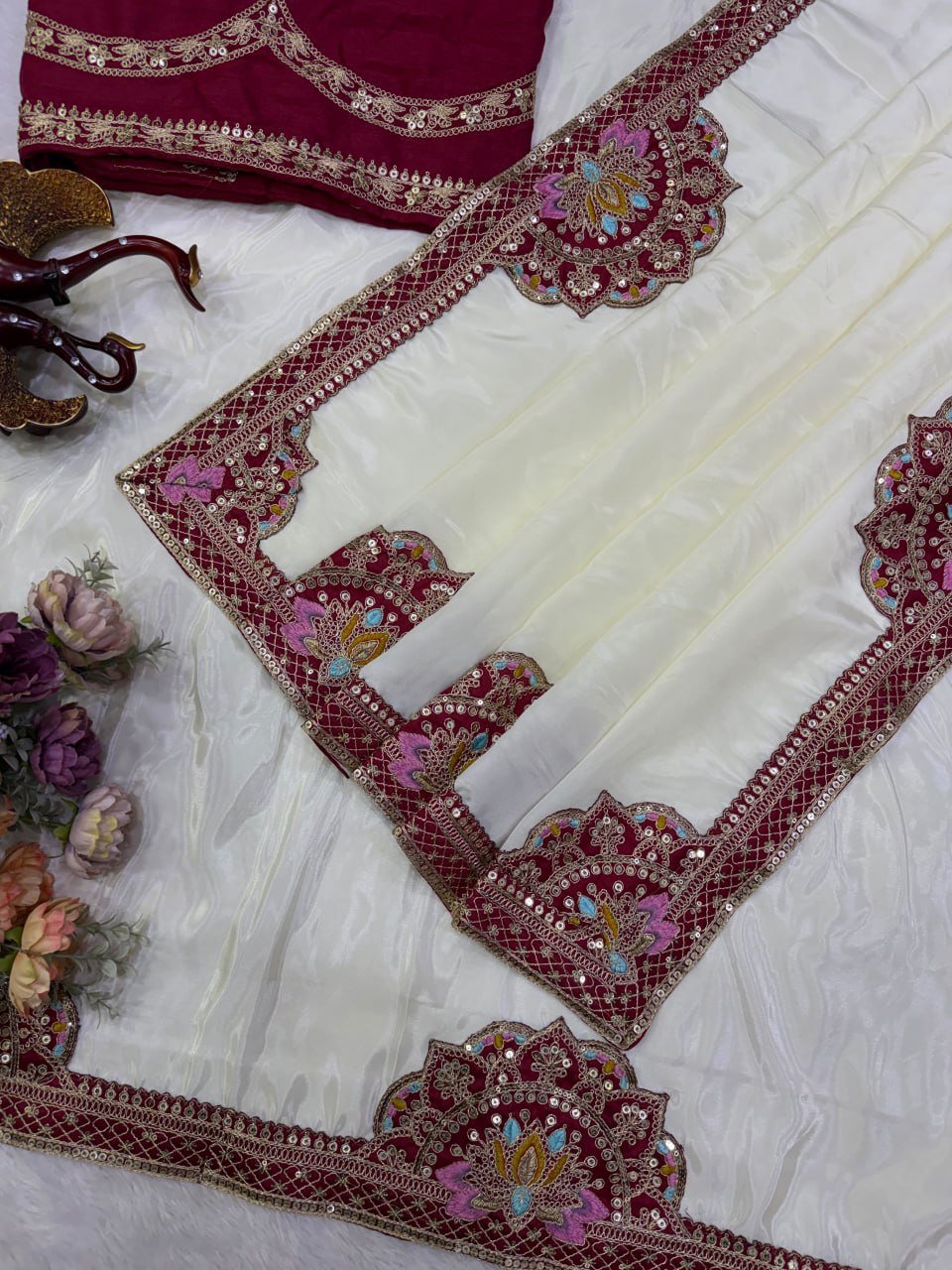 Artisanal Embroidered Drapes with Heritage Motifs for Festive Occasions