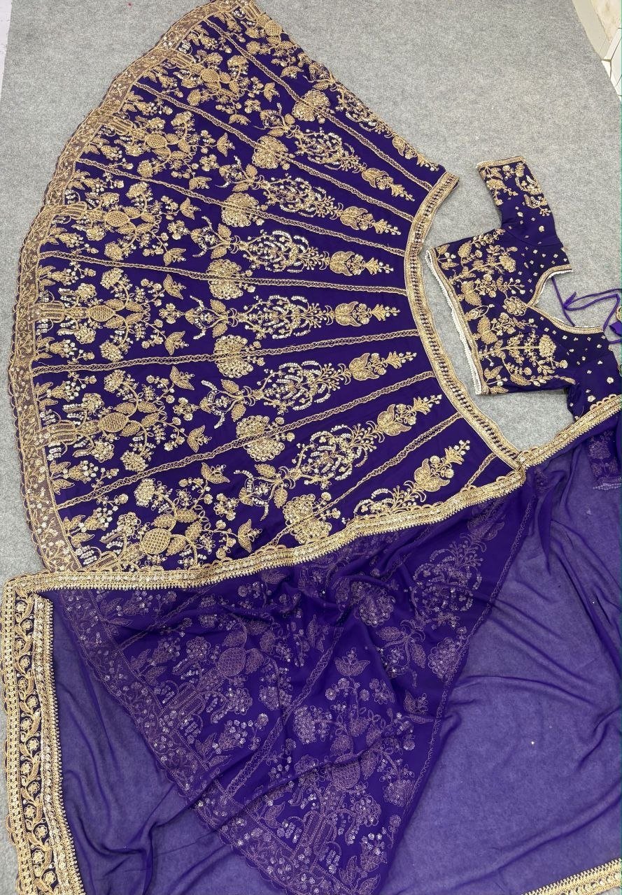 Royal Silk Lehenga Set with Intricate Zardosi Embroidery and Scalloped Dupatta