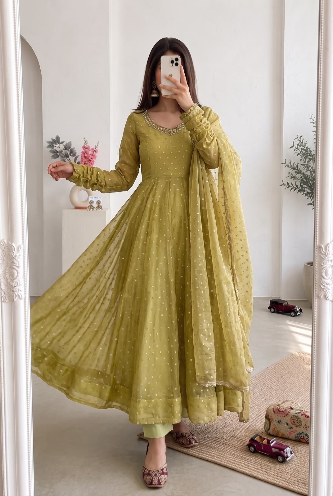 Regal Tradition Embellished Anarkali Ensemble with Intricate Border Detailing