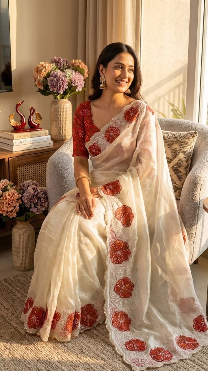 Artisanal Motif Draped Saree for Timeless Festive Charm