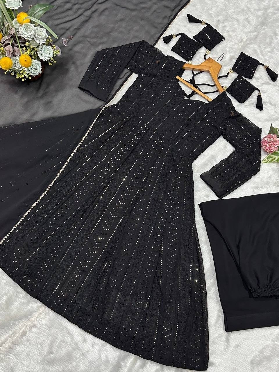 Royal Heritage Embroidered Anarkali Ensemble With Intricate Shimmer Detailing - Surat Wholesale Ethnic Wear (Photo 9)