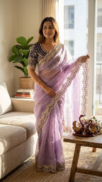 Dotted Drapes with Scalloped Zari Border and Statement Blouse