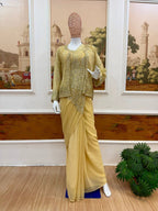 Sequined Heavy Work Jacket With Pre Stitched Draped Saree Set