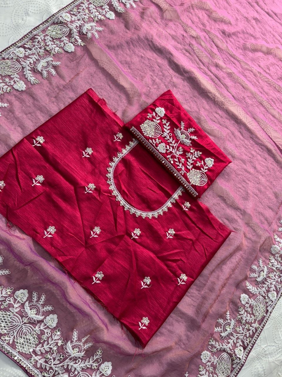 Regal Tradition Embroidered Saree with Intricate Floral Border and Royal Charm - Surat Wholesale Ethnic Wear (Photo 9)
