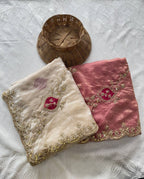 Scalloped Embroidered Tissue Silk Saree with Contrasting Blouse Unveiling Timeless Splendor