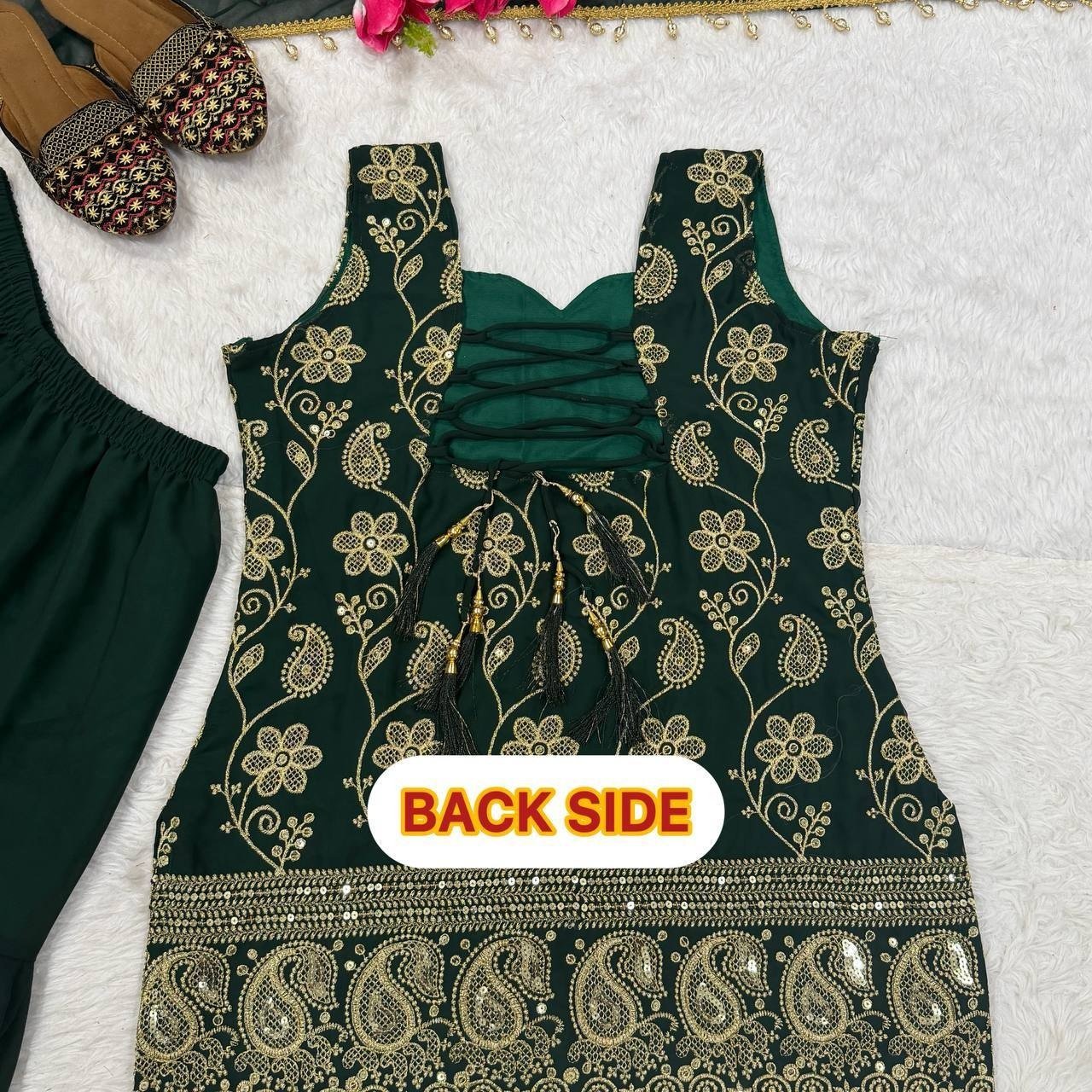 Regal Embroidered Palazzo Ensemble With Flowing Dupatta
