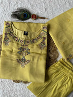 Artisanal Chanderi Palazzo Suit with Intricate Mirror Work Detailing