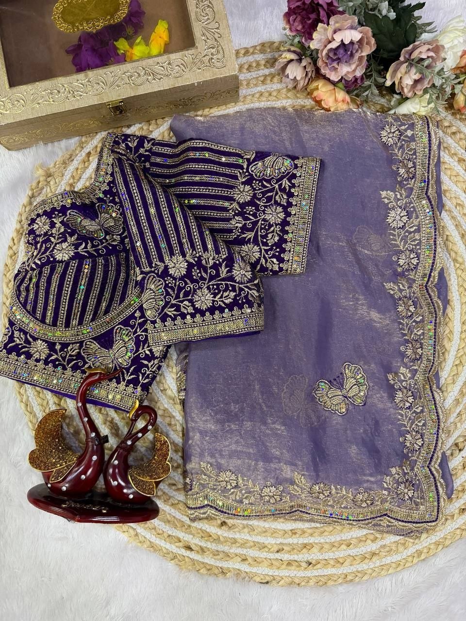 Royal Draped Saree with Intricate Embroidered Blouse