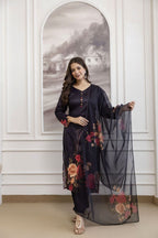 Garden Floral Romance Printed Kurta Set with Ethereal Dupatta