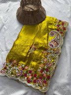 Garden Floral Romance Paisley Embroidered Draped Saree