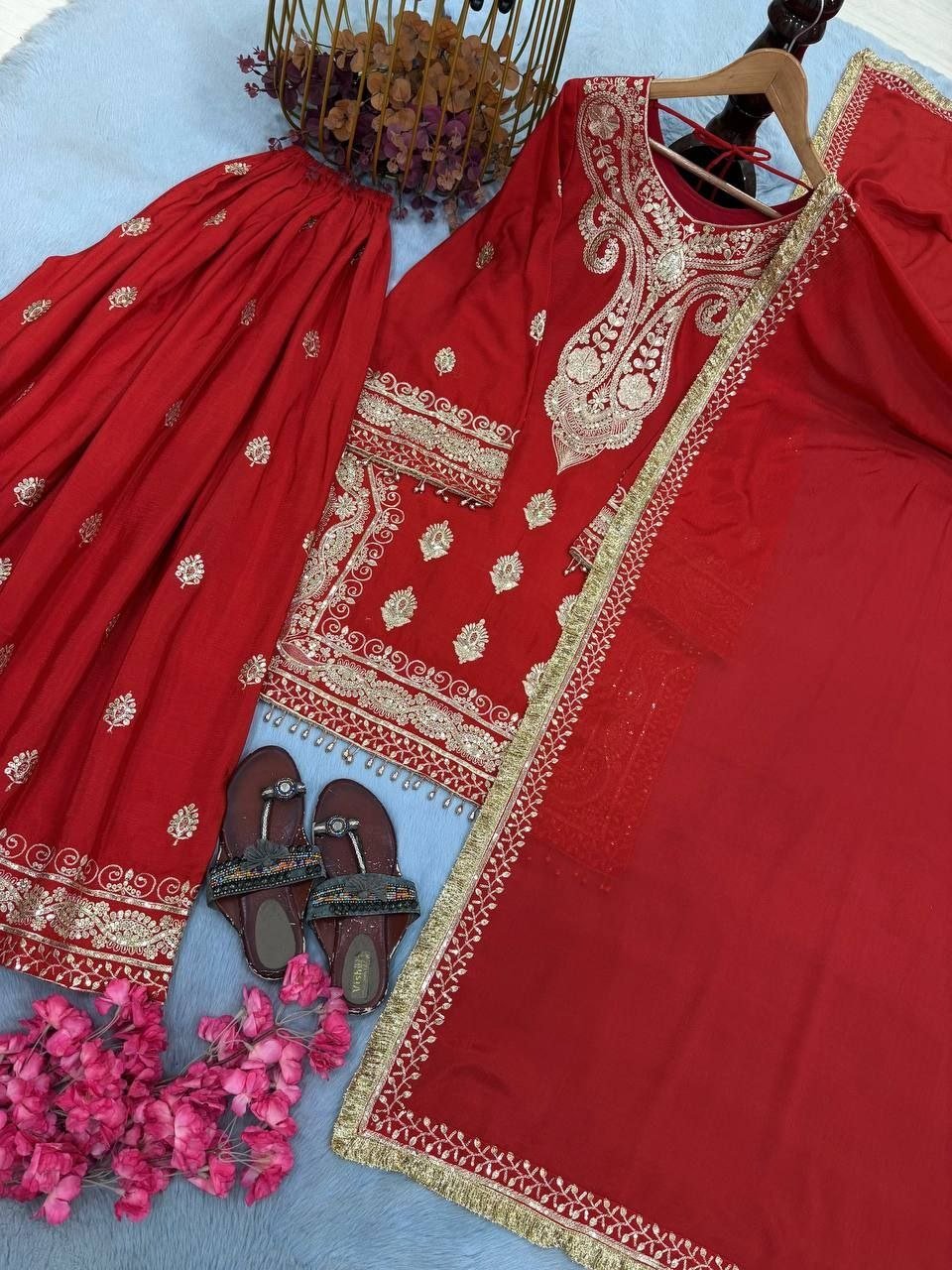 Opulent Luxury Heavy Zardozi Embroidered Kurta and Sharara Set with Dupatta