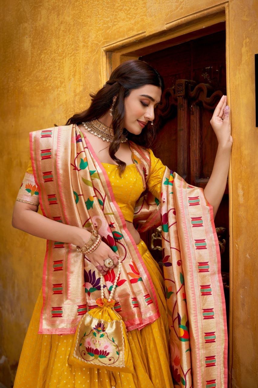 Traditional Woven Paithani Silk Lehenga Set with Rich Woven Dupatta - Surat Wholesale Ethnic Wear (Photo 9)
