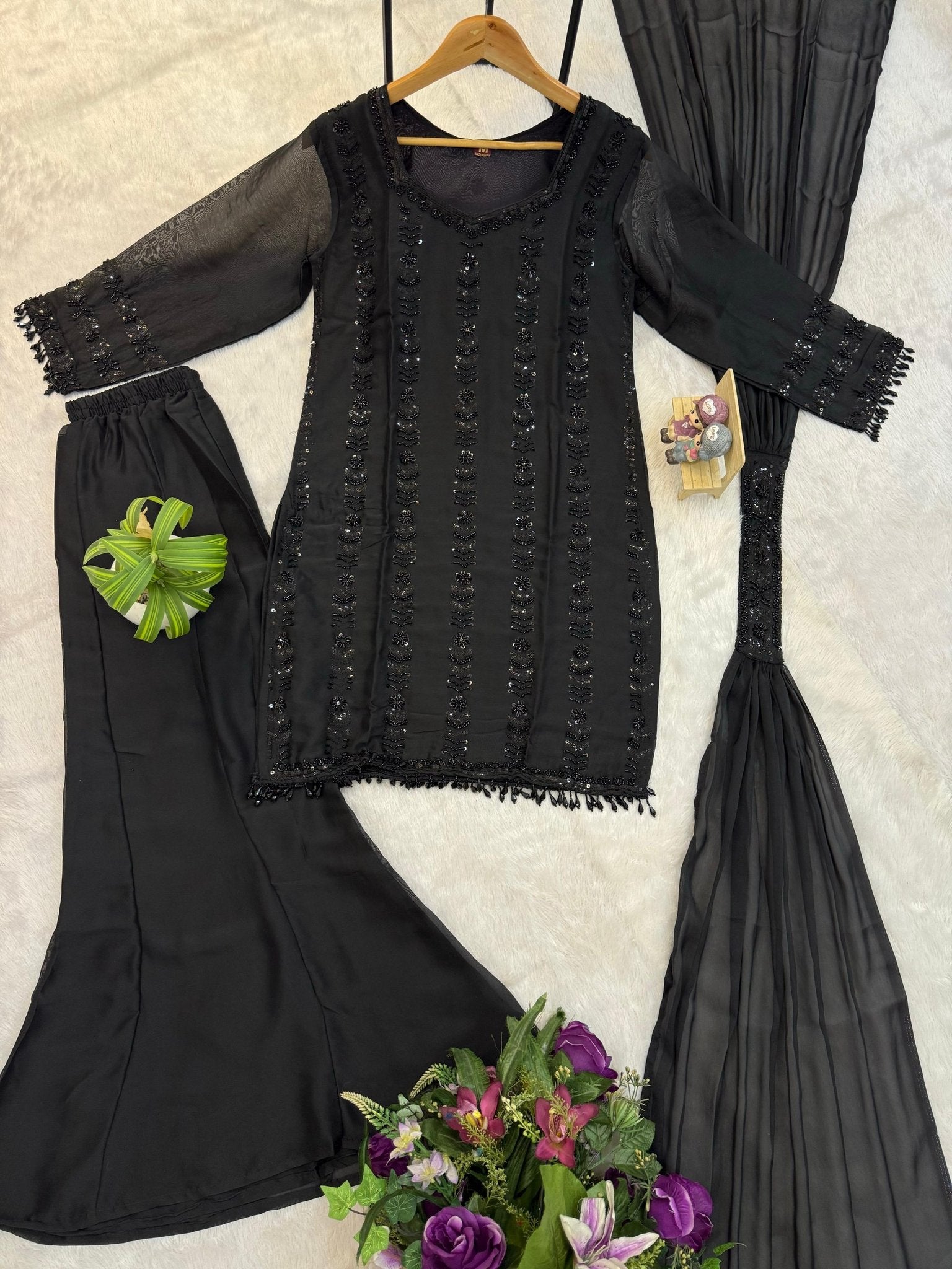 Regal Embellished Palazzo Ensemble for Festive Celebrations
