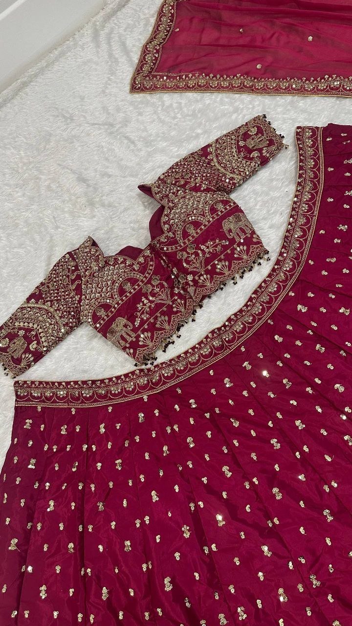 Ornate Dori Embroidered Velvet Lehenga Set with Heavily Embellished Border
