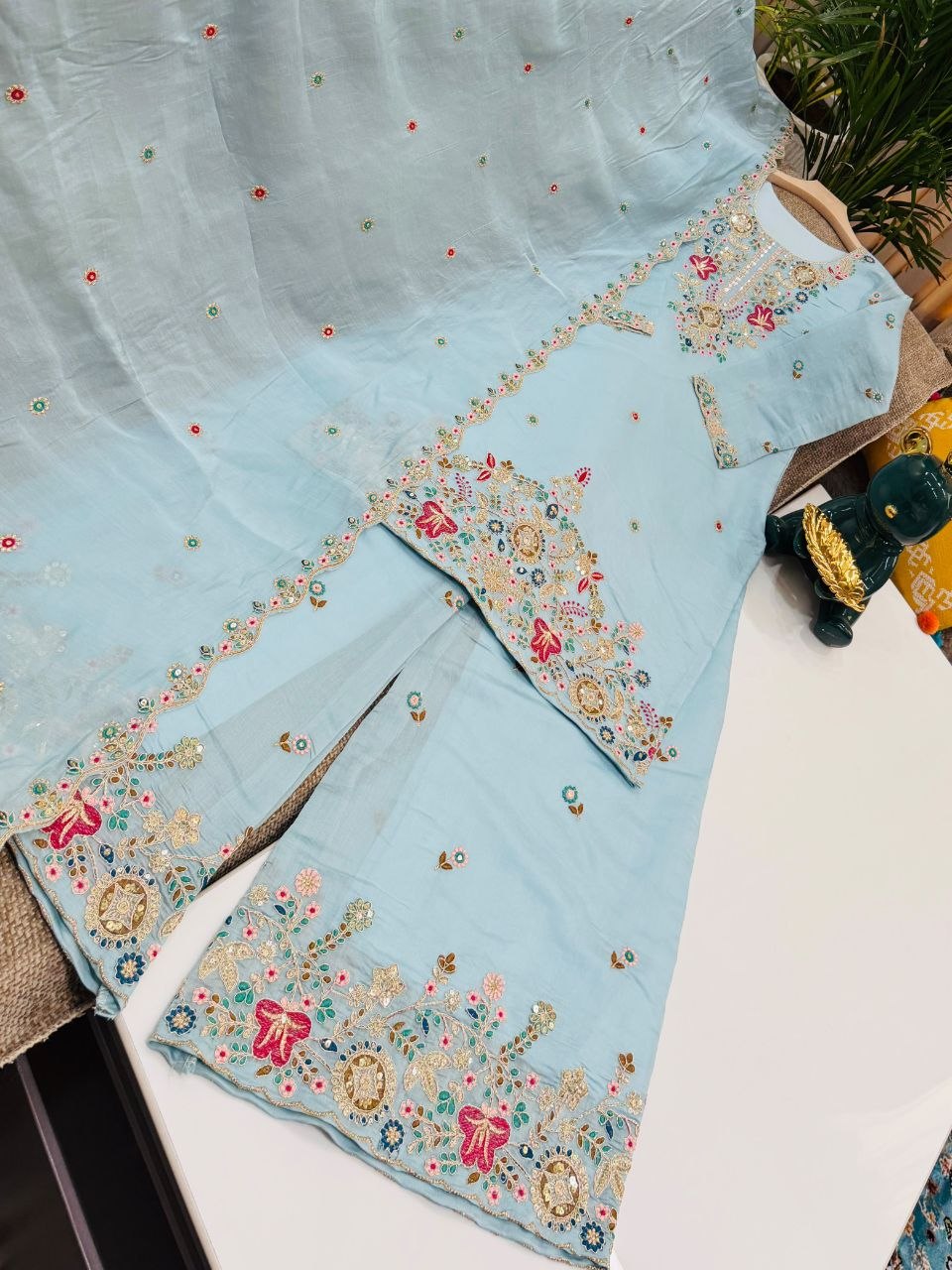Pure Organza Twine Net Sharara Set
