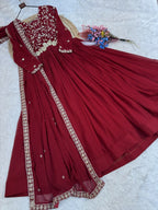 Fashion Factory Faux Blooming Embroidered Gown Set with Dupatta