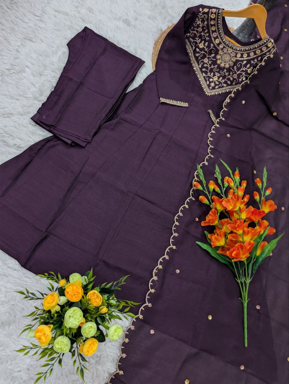 Pure Vichitra Silk Kurta Set