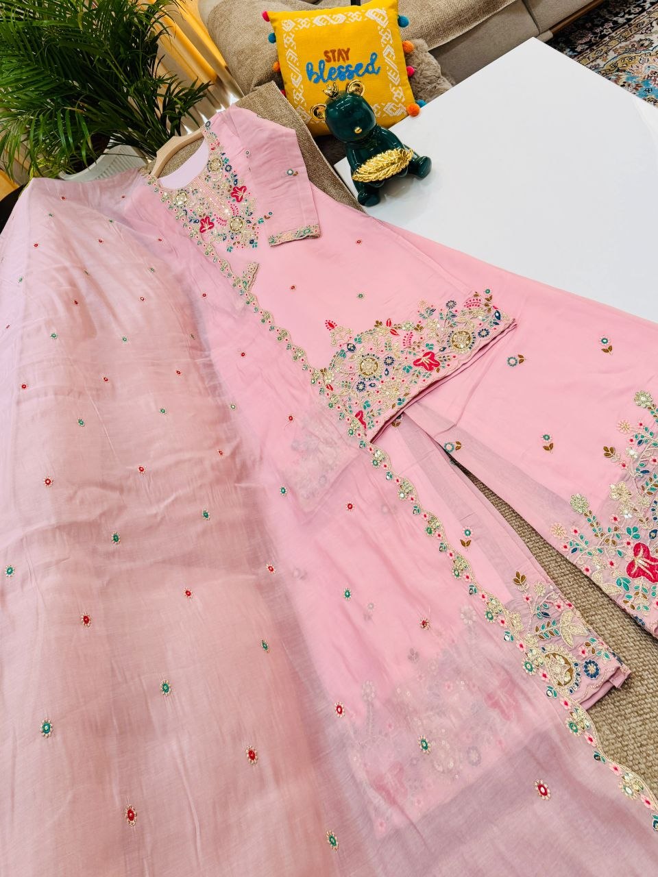 Pure Organza Twine Net Sharara Set