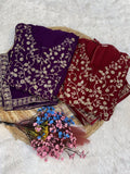 Fashion Factory Faux Blooming Embroidered Gown Set with Dupatta