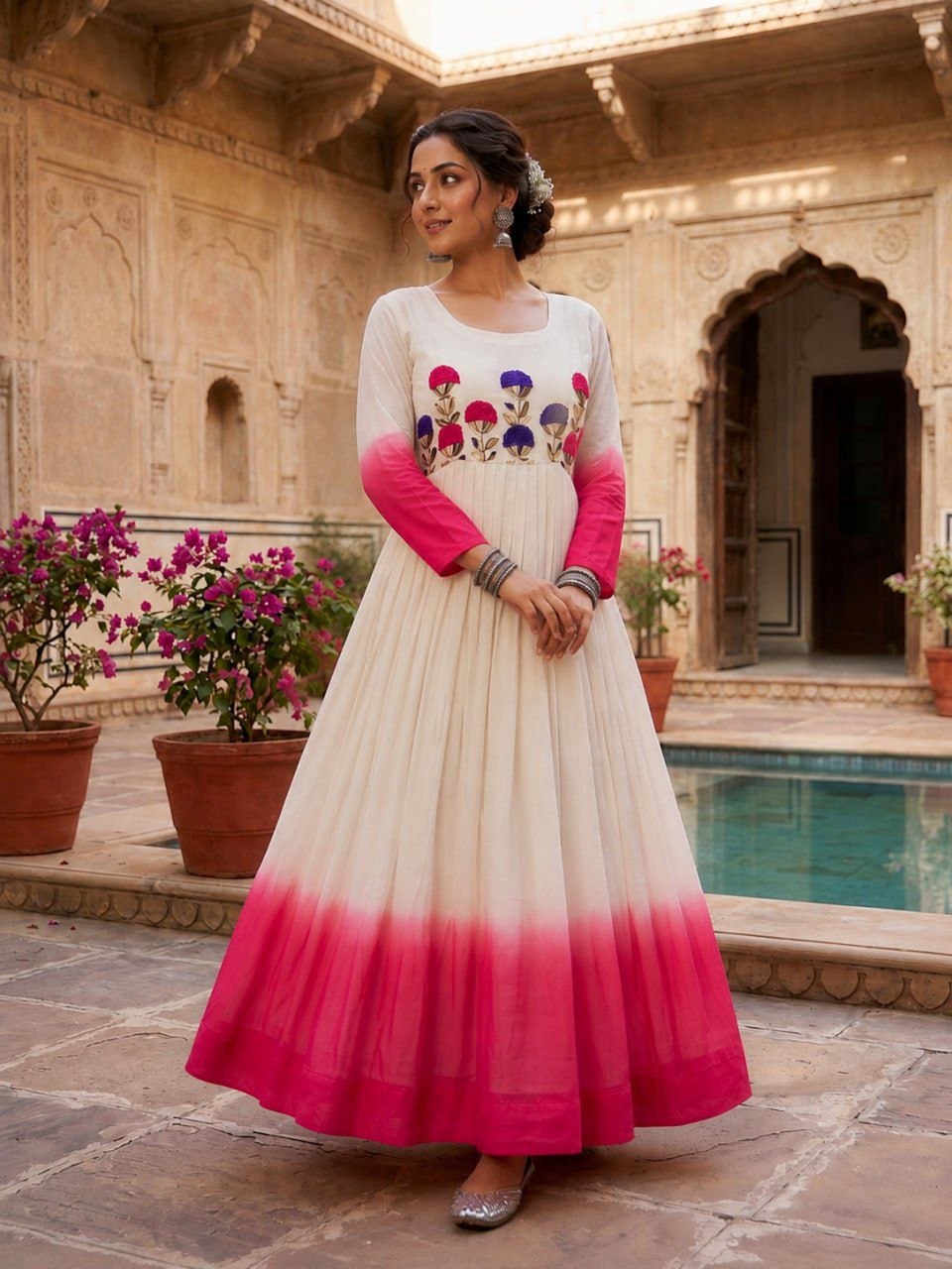 Fashion Factory Star Georgette Embroidered Festival Gown