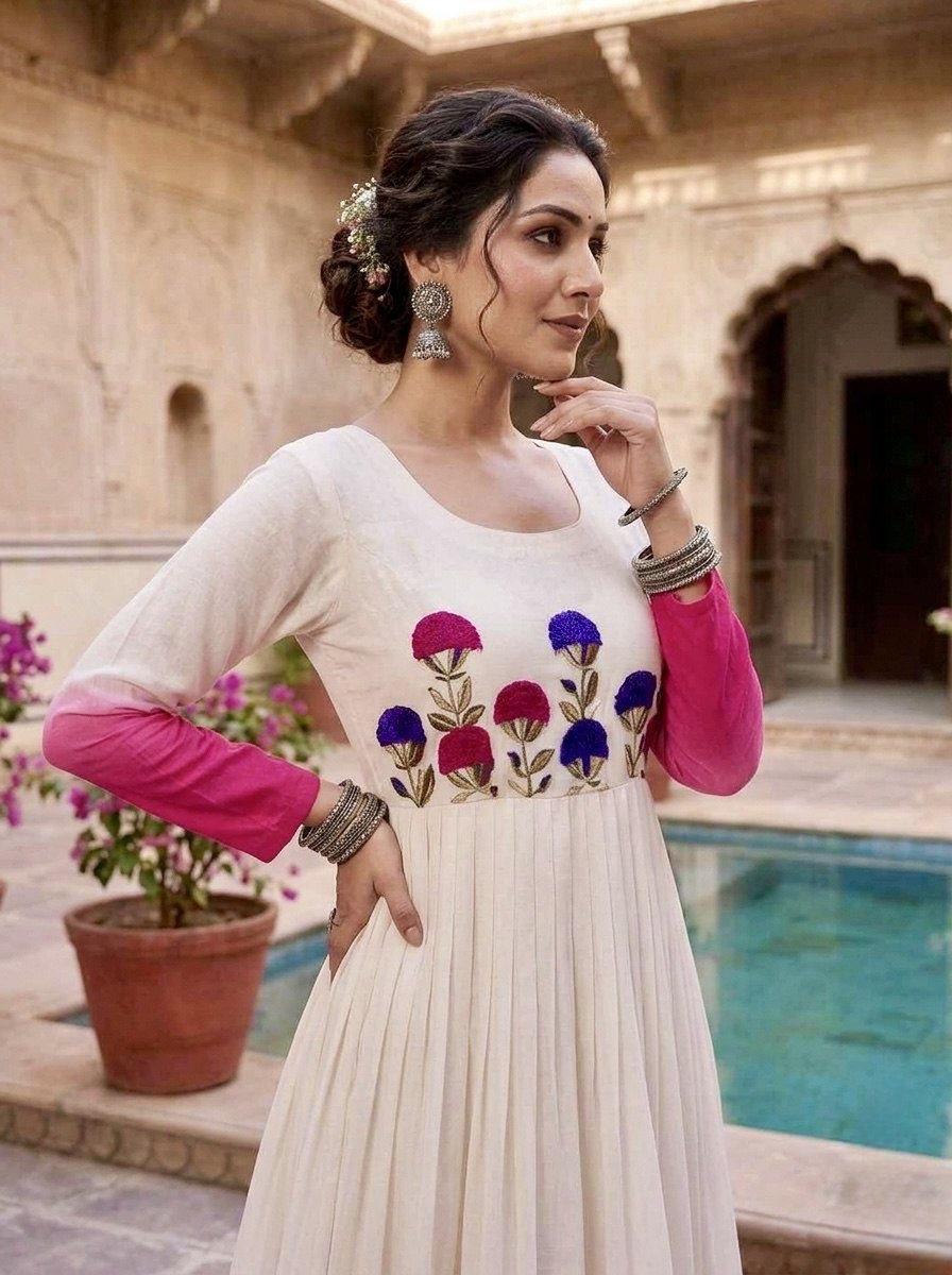 Fashion Factory Star Georgette Embroidered Festival Gown