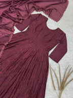 Fashion Factory Star Georgette Silk Embroidered Gown Set with Dupatta
