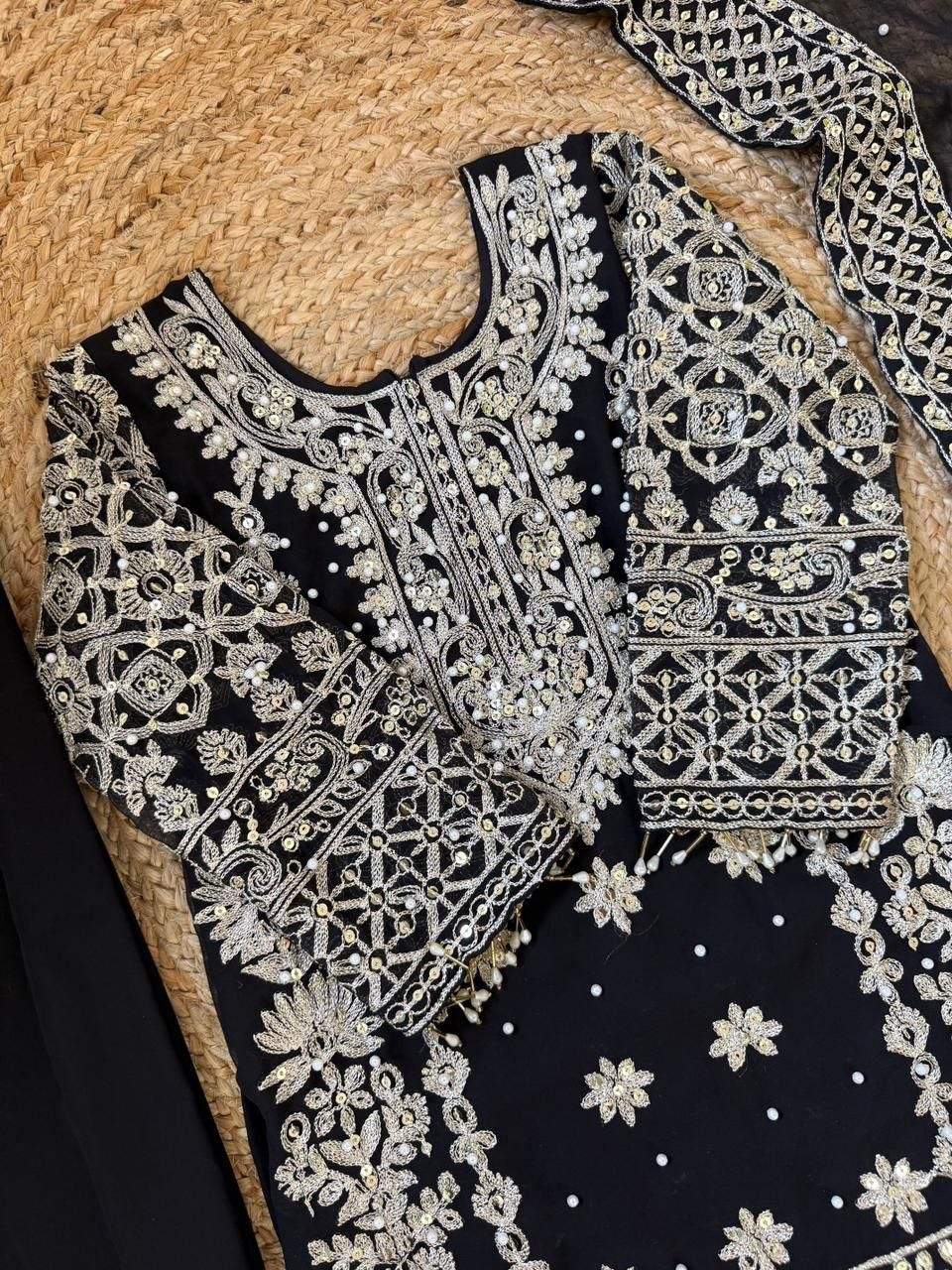 Fashion Factory Kids Premium Faux Georgette Embroidered Suit Set with Dupatta
