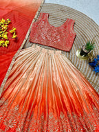 Fashion Factory Kids Soft Chinon Silk Lehenga Choli Set with Butterfly Net Dupatta