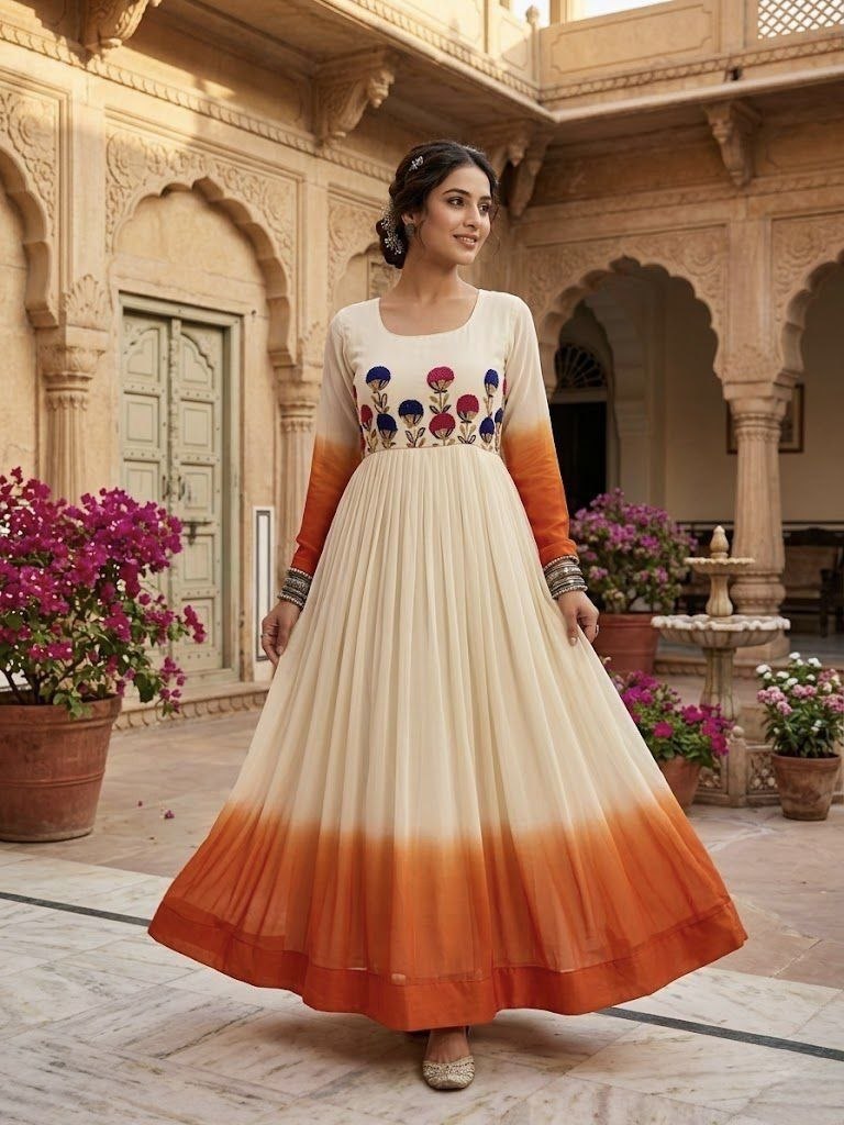 Fashion Factory Star Georgette Embroidered Festival Gown
