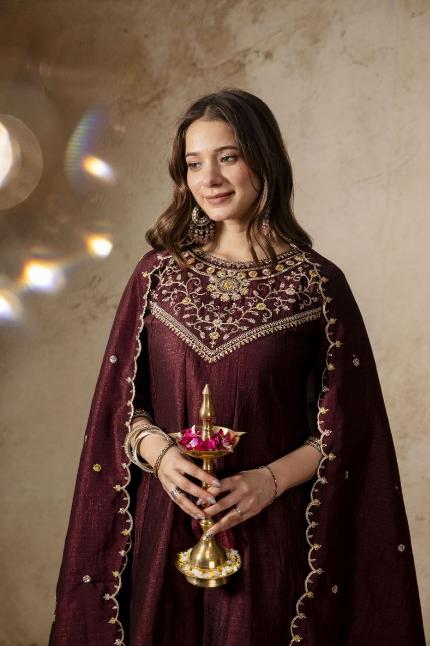 Pure Vichitra Silk Kurta Set