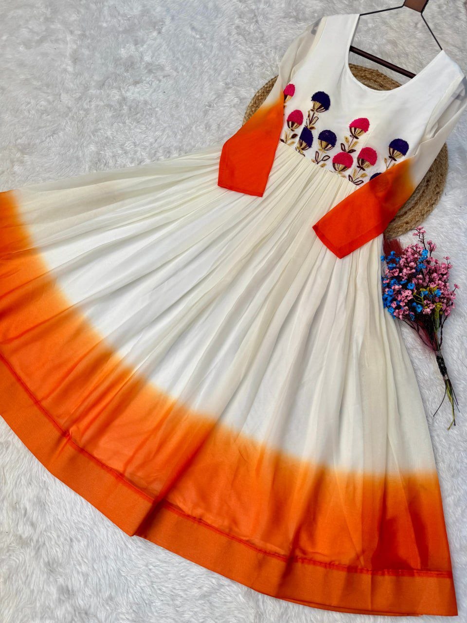 Fashion Factory Star Georgette Embroidered Festival Gown